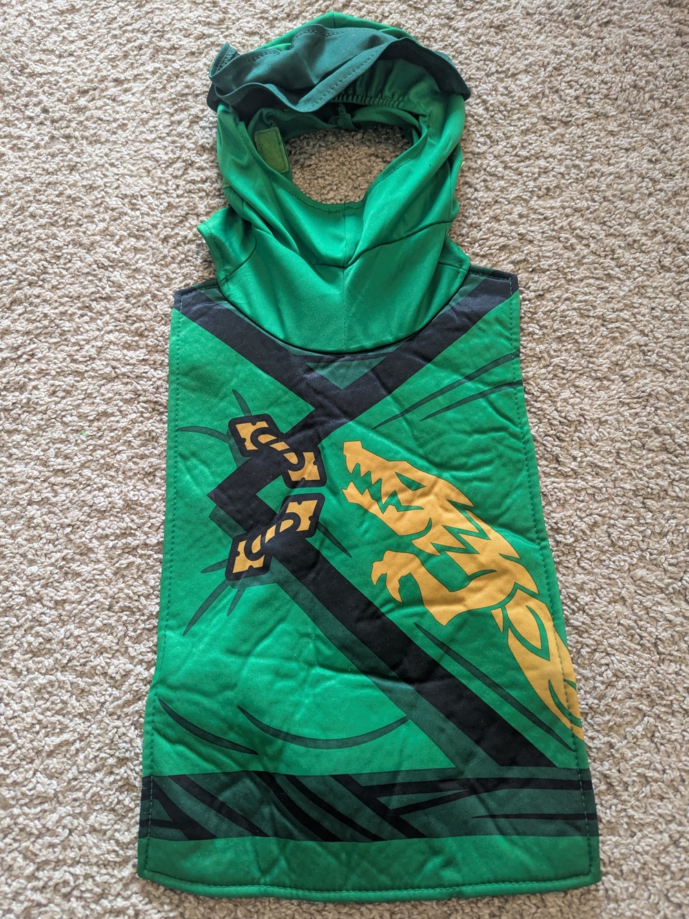 LEGO Ninjago Lloyd Costume Vest Hood Green Ninja Legacy Gold Dragon Disguise